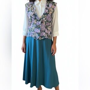 VTG Caroline Wells Vest Overlay Shirt Dress Sz 16